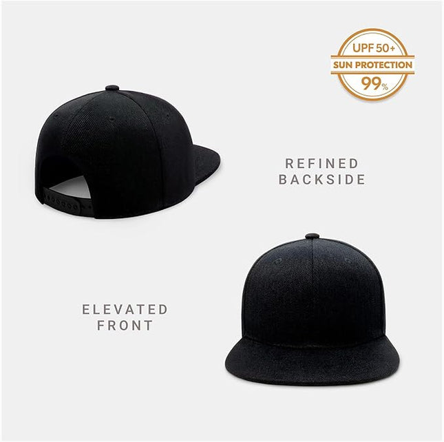 CHOK.LIDS Flat Bill Visor Classic Snapback Hat Blank Adjustable Brim High Top End Trendy Color Style Plain Tone Baseball Cap