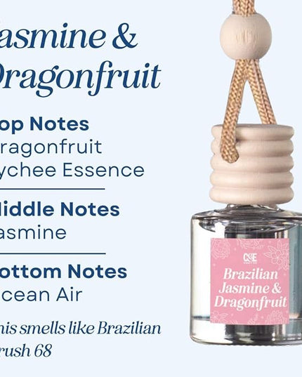 CANDECraftCo Car Air Hanging Fragrance Oil, Car Auto Freshener for Essential Oils, Scents Fragrance Aromatherapy Automobile Diffuser, Long Lasting (Braziian Jasmine & Dragonfruit)