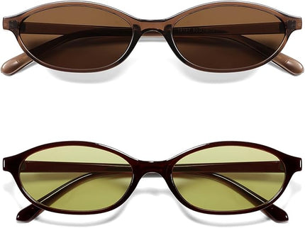 Retro Oval Cat Eye Sunglasses for Women Y2k Trendy Narrow Sunnies Designer Sun Glasses AR82253