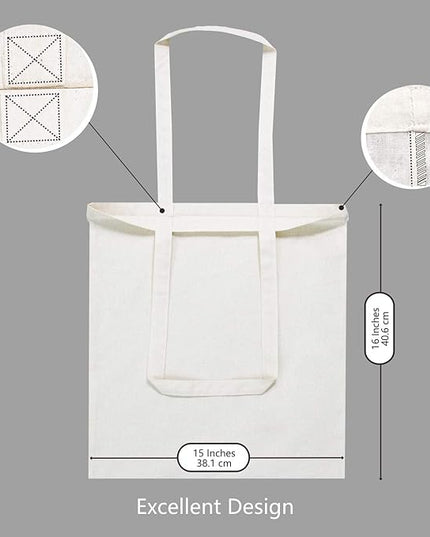 TOPDesign 6-Pack Economical 16"x15" Cotton Tote Bag, Lightweight Medium Reusable Grocery Shopping Cloth Bags, Suitable for DIY, Advertising, Promotion, Gift, Activity