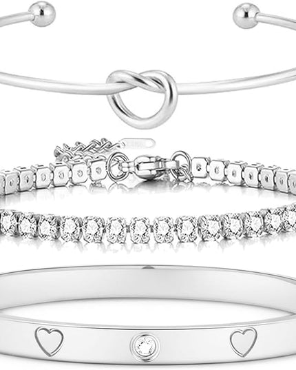 18 K Gold Plated Love Bangle Bracelet Stack Cuff Jewelry for Women Jewelry Set for Women Gift with Box