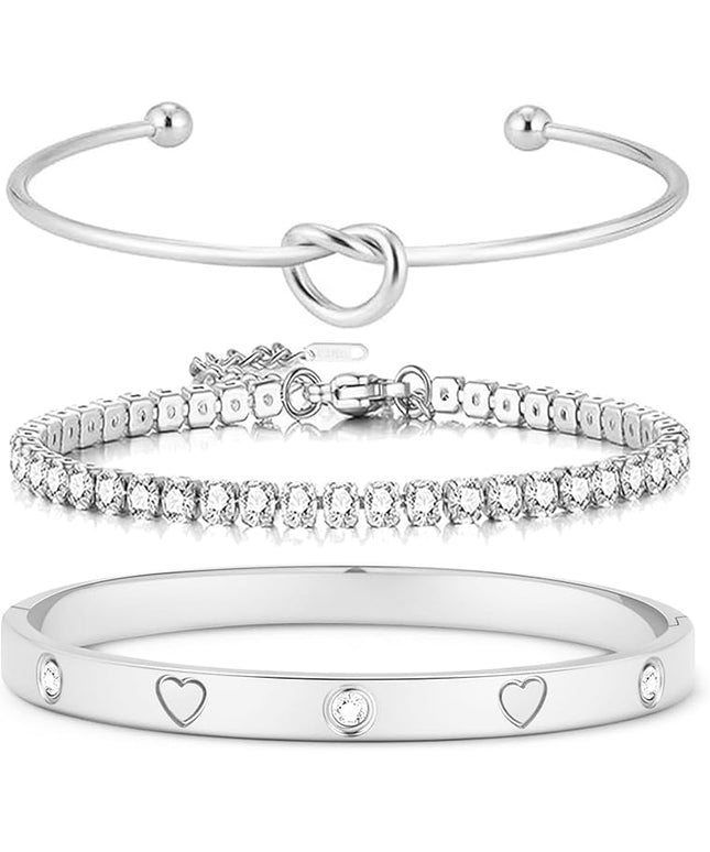 18 K Gold Plated Love Bangle Bracelet Stack Cuff Jewelry for Women Jewelry Set for Women Gift with Box
