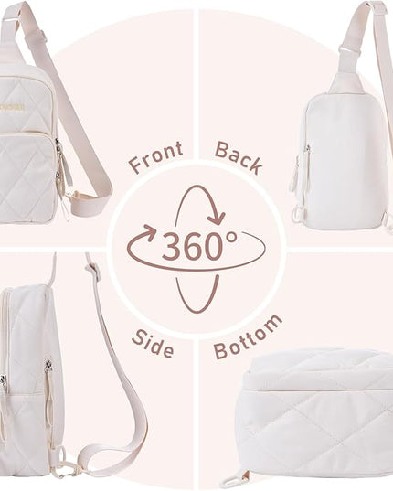 Womenquilted Puffer Crossbody Bag, Fanny Packs for Travel Hiking Lightweight Sling Backpack,Both Daily Commuting and Travel