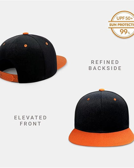 CHOK.LIDS Flat Bill Visor Classic Snapback Hat Blank Adjustable Brim High Top End Trendy Color Style Plain Tone Baseball Cap