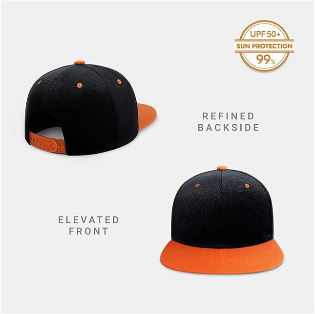 CHOK.LIDS Flat Bill Visor Classic Snapback Hat Blank Adjustable Brim High Top End Trendy Color Style Plain Tone Baseball Cap