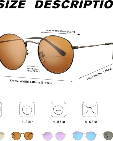Pro Acme Small Round Metal Polarized Sunglasses for Women Retro Designer Style