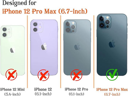 Magnetic for iPhone 12 Pro Max Case Cute Stripes Phone Case, Shockproof Slim TPU and Hard PC Protective Phone Cover Compatible with MagSafe Designed for Women Girls, Blue&Apricot