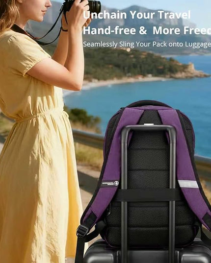 Swissdigital Design Business Laptop Backpack, College Laptops Backpack with USB Charging Port for Men and Women Fits 16 Inch Notebook, Purple | SD1670-51