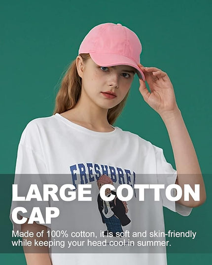 Zylioo XL XXL Oversize Baseball Cap, 100% Cotton Adjustable Dad Hat for Big Heads 23.5"-25.5", Soft Crown Large Size Cap