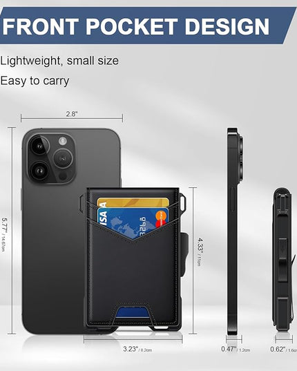 GHUKY Wallet for Men, Minimalist Slim Mens Wallet with Money Clip, RFID Blocking Smart Pop Up Card Wallet with ID Window, Compact Bifold Wallet,Metal Aluminum Credit Card Holder