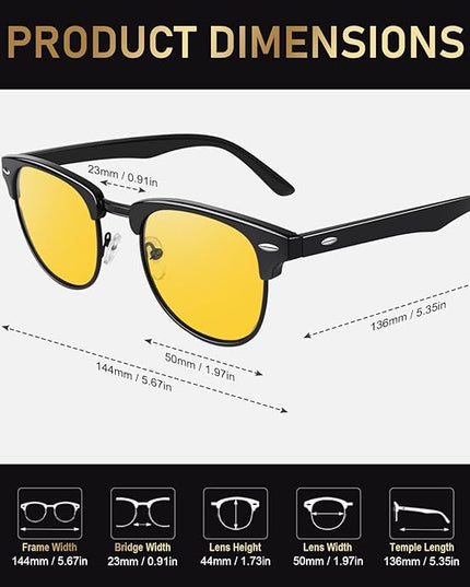 GQUEEN Classic Horn Rimmed Semi Rimless Polarized Sunglasses for Men Women GQO6