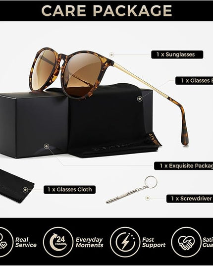 SUNGAIT Premium Vintage Round Sunglasses for Women Men Classic Retro Trendy Style