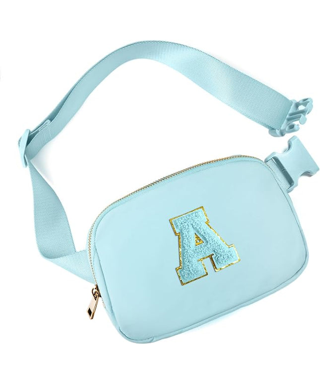 Gitus Gifts for 8 9 10 11 12 Year Old Girls Belt Bag Fanny Pack Crossbody Bags with Initial Letter Patch Cute Stuff Birthday Gifts for Teen Girls Women Personalized Trend Stuff (Icing Blue-A)