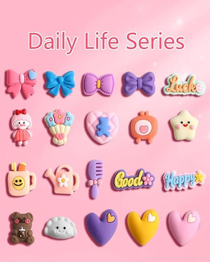 100pcs Non-Repeating 3D Stickers, Cute Decorations, Resin Charms,Flatback Charms,DIY Materials,Laptop and Phone case Decorations