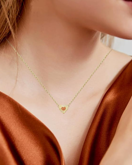 Dainty 14k Gold Heart Necklace, Birthstone Necklace for Women Trendy, Tiny Cubic Zirconia Choker Pendant Necklaces, Cute Love Jewelry Birthday Gifts for Girlfriend Daughter Niece Wife Her