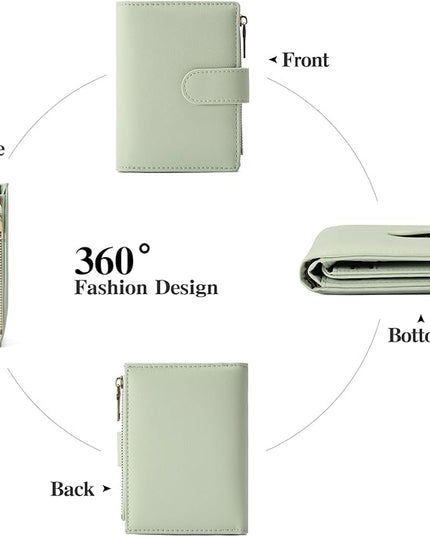 GAEKEAO Small Wallets for Women Leather RFID Blocking Bifold Zipper Pocket Wallet Card Case Purse with ID Window