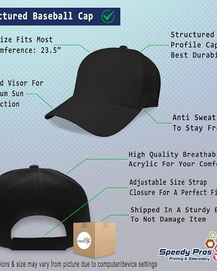 Baseball Cap Custom Personalized Text Dad Hats for Men & Women Strap Closure