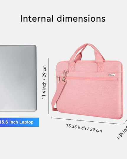 Voova Laptop Bag 15.6 Inch, 360° Protective Computer Case Sleeve Compatible with MacBook Air 15, MacBook Pro 15/16, 15-16” Lenovo Asus Acer Dell Hp, Waterproof Slim Briefcase for Women, Pink