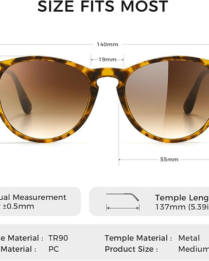 SUNGAIT Premium Vintage Round Sunglasses for Women Men Classic Retro Trendy Style