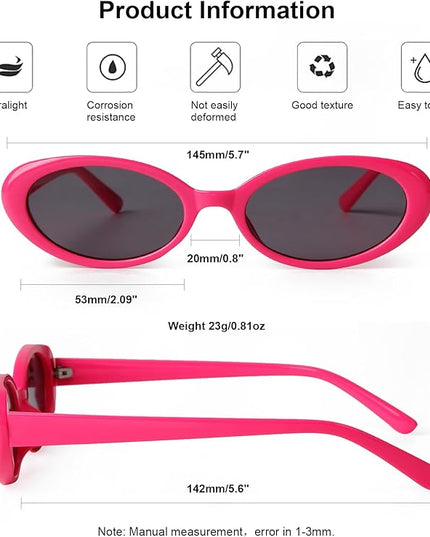 90s Sunglasses for Women Men Retro Small Oval Sunglasses