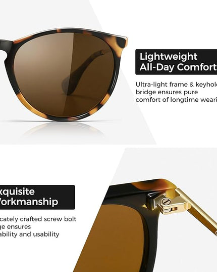 SUNGAIT Premium Vintage Round Sunglasses for Women Men Classic Retro Trendy Style