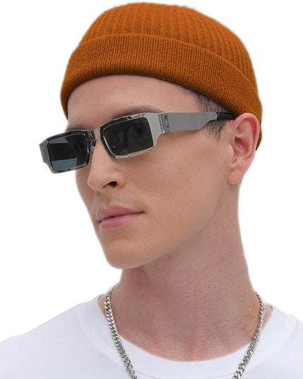 ROYBENS Thin Swag Wool Short Fisherman Beanie for Men Women, Knit Cuff Trawler Beanie Watch Hat, Soft Spring Fall Skull Cap