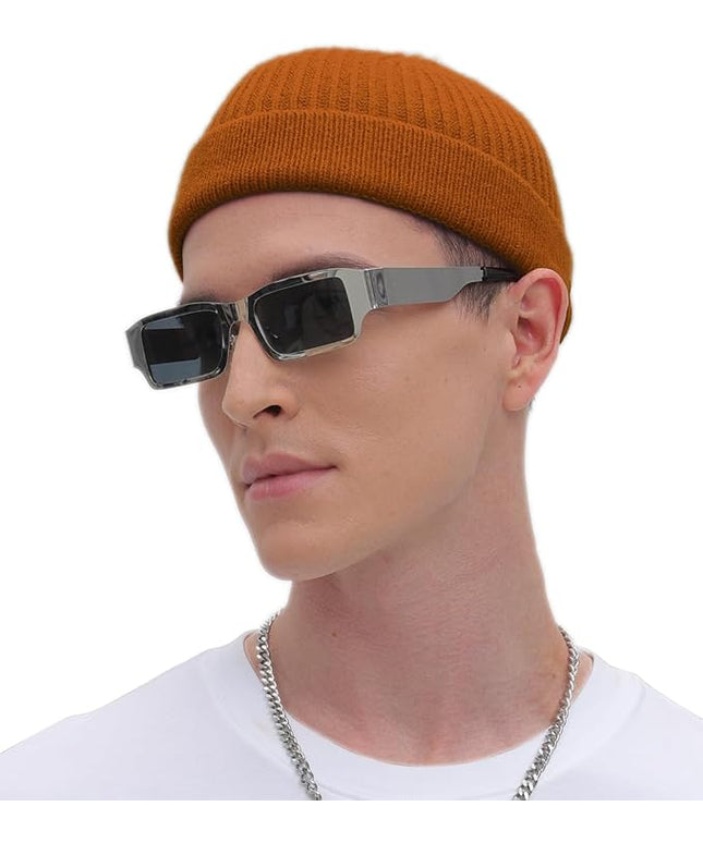 ROYBENS Thin Swag Wool Short Fisherman Beanie for Men Women, Knit Cuff Trawler Beanie Watch Hat, Soft Spring Fall Skull Cap