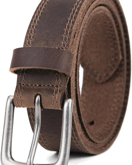 VATAN Men's Genuine Leather Casual Every Day Jeans Belts, Handmade Men Leather Belt with Gift Box