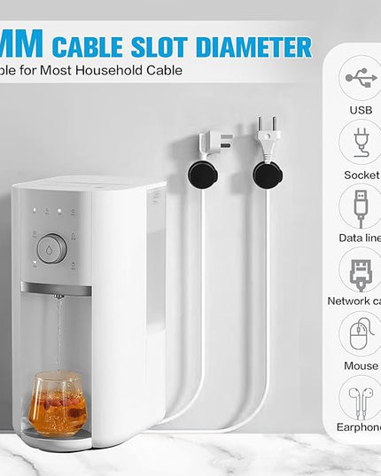 6PC Cord Organizer Holder, 360° Rotatable Spring Cable Clips, Strong Adhesive Cable Management Desk Accessories, Adjustable Wire Organizer Hide Cords Neatly for Nightstand, Home, Kitchen, Office, Rv