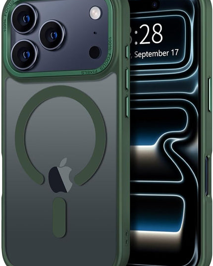 Hython Case for iPhone 17 Pro Max Case Magnetic Translucent Matte Phone Cases 6.9" [Compatible with MagSafe] Thin Slim Fit Shockproof Bumper Hard Protective Cover for Women Men Girls, Dark Green