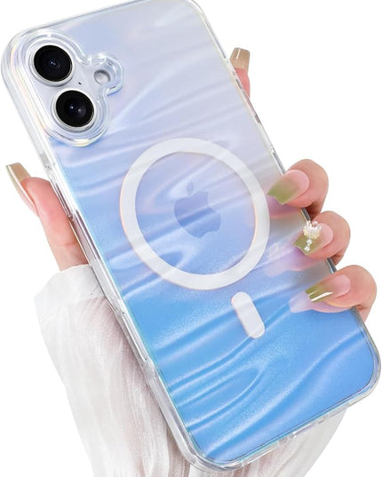 Cute Case for iPhone 16 Case for Women Girls [ Compatible with Magsafe ] Clear Glitter Girly Aesthetic Rainbow Sparkly Bling Magnetic Phone Cover, Iridescent Milky Way