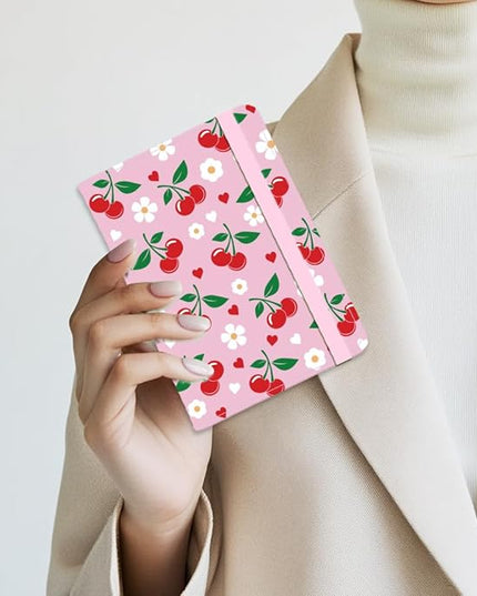 Cherry Passport Holder Cover Cute Flowers Pink Travel Wallet Passport Case with Credit Card Slots for Women Men Travelling Essentials for Flying