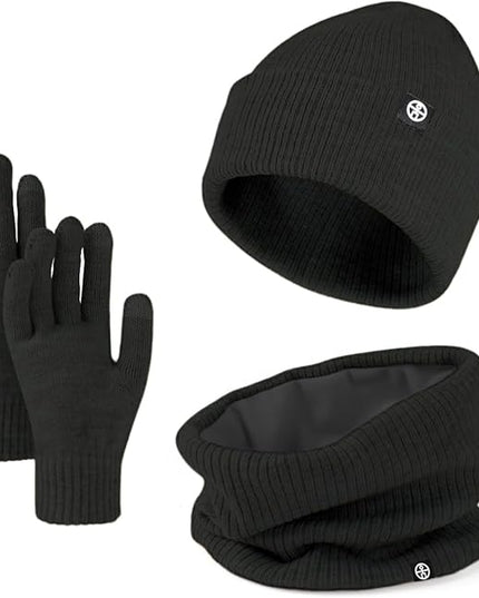 Warm Winter Beanie Hat & Scarf Gloves Set Stylish Knit Skull Cap for Men Women