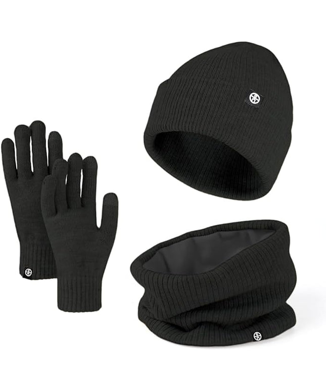Warm Winter Beanie Hat & Scarf Gloves Set Stylish Knit Skull Cap for Men Women