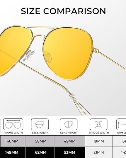KALIYADI Classic Aviator Sunglasses for Men Women Driving Sun glasses Polarized Lens UV Blocking