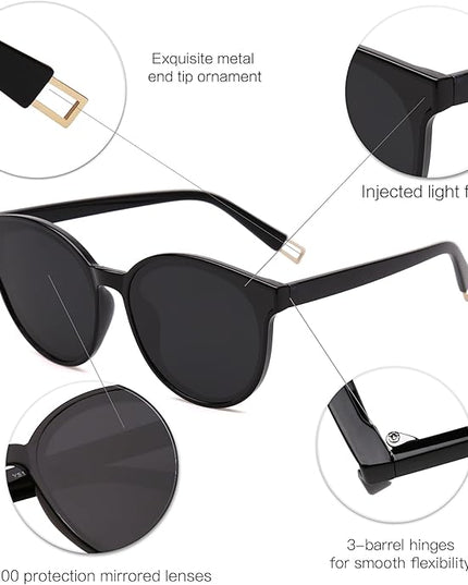 SOJOS Fashion Round Sunglasses for Women Men Oversized Vintage Shades SJ2057