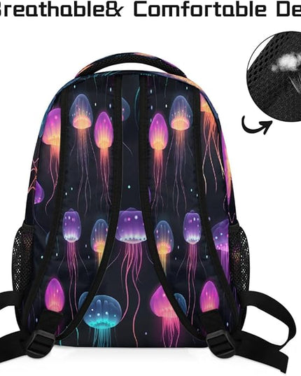 Large Backpack with 15.6 Inch Laptop Compartment, Fantasy Jellyfish Ocean Animal Adult Backpack for Work, Travel & School College Boys Girls