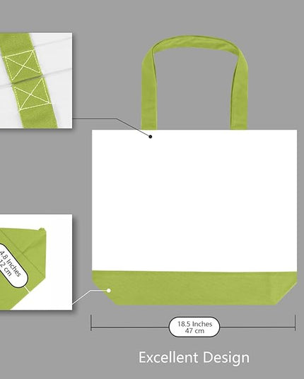 TOPDesign 1-Pack Super Strong Large 12oz Cotton Canvas Tote Bag, Reusable Grocery Shopping Cloth Bag, Fashionable Two-Tone Tote for Crafts, DIY Your Creative Designs