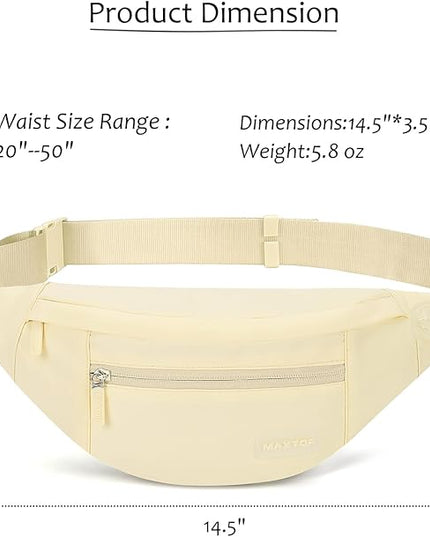 MAXTOP Large Crossbody Fanny Pack with 4-Zipper Pockets,Gifts for Enjoy Sports Festival Workout Traveling Running Casual Hands-Free Wallets Waist Pack Phone Bag Carrying All Phones