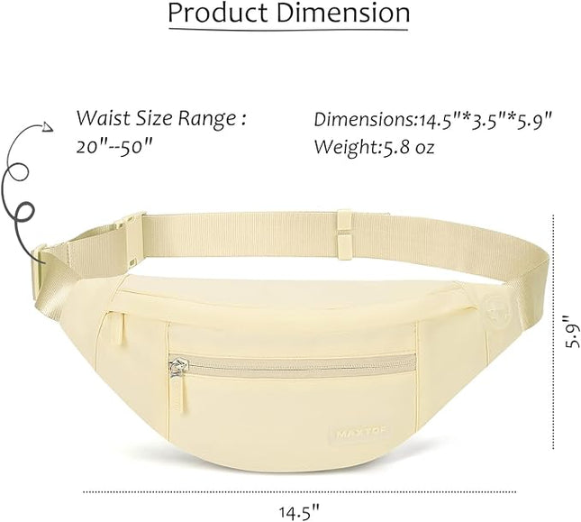 MAXTOP Large Crossbody Fanny Pack with 4-Zipper Pockets,Gifts for Enjoy Sports Festival Workout Traveling Running Casual Hands-Free Wallets Waist Pack Phone Bag Carrying All Phones
