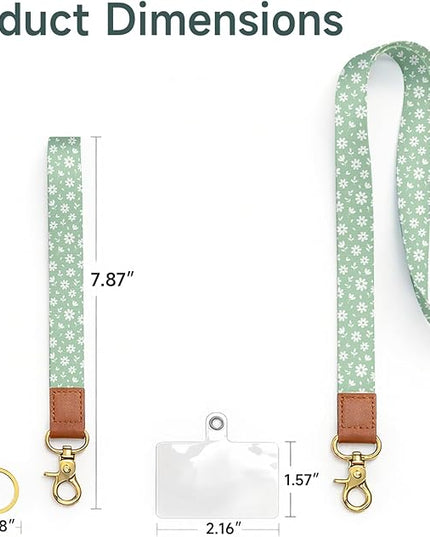 Phone Lanyard with Wrist Strap, Minimal Floral Neck & Wrist Lanyard for Phones, Wallet, Keychain and ID Badge – Universal Everyday Carry