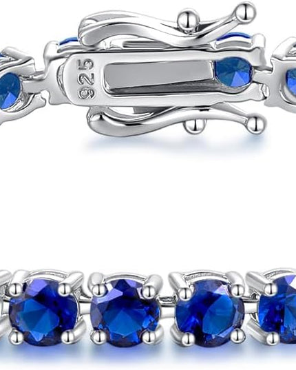 FANCIME Birthstone Bracelet Sterling Silver Gemstone Tennis Bracelets Fine Jewelry Wedding Bridal Prom Birthday Gift for Women Her, Length 7.2 Inch Width 4mm