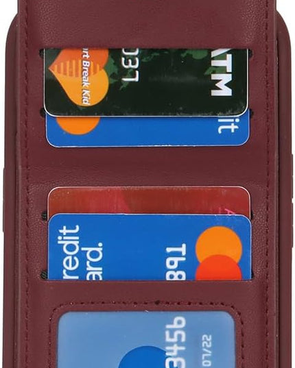 for iPhone 15 Wallet Case with Card Holder, for iPhone 15 Case Wallet with Strap Credit Card Slot, Crossbody Bag with Zipper Case for iPhone15 - Red Wine
