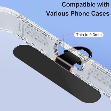 Phone Tether Tab for iPhone, 4 Pack Metal Lanyard Patch, Lanyard Strap Replacement Part for All Full Cellphone Cases (Black)