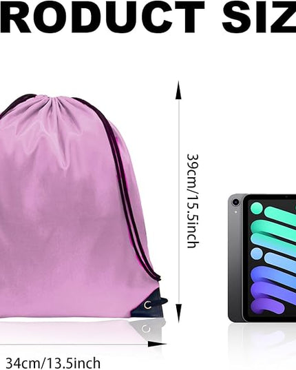 GoodtoU Drawstring Backpack Nylon Draw String Bags Pack Bulk Cinch Sack Gym Bag Drawstring Backpack for Sport, Traveling, Team (Pink, 16Pcs)