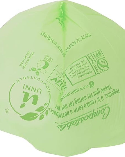 UNNI Compostable Trash Bags, 20-23 Gallon / 87 Liter, 60 Count Value Pack, Extra Thick 1.0 mil Large Bin Liners for Food Scrap, BPI, CMA & OK compost HOME Certified (Meets ASTM D6400)