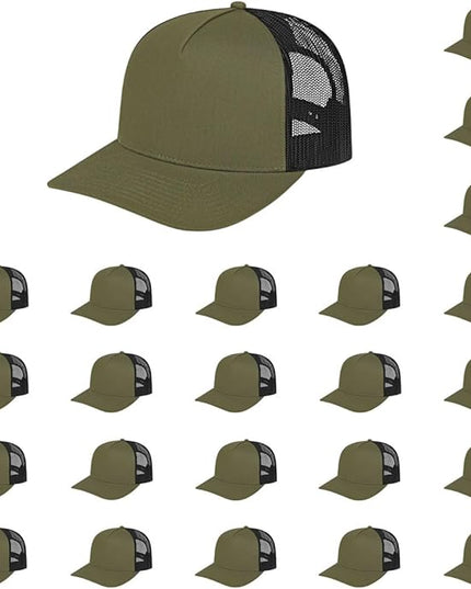 Cap America i3039 Classic 5 Panel Mid Profile Structured Trucker Mesh Back Cap w/ & Adjustable Snapback