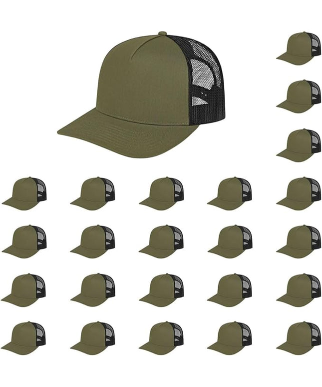 Cap America i3039 Classic 5 Panel Mid Profile Structured Trucker Mesh Back Cap w/ & Adjustable Snapback