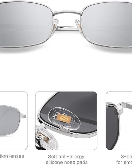 SOJOS Small Trendy Rectangle Sunglasses Womens Mens, Retro 80s 90s Y2k Chic Narrow Thin Skinny Sunnies SJ1187