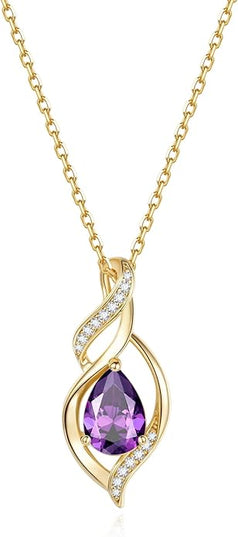 FANCIME Birthstone Necklace for Women Teardrop Necklace S925 Sterling Silver Infinity Love Birthday Gifts for Mom Women Girls, 16"+2" Inches